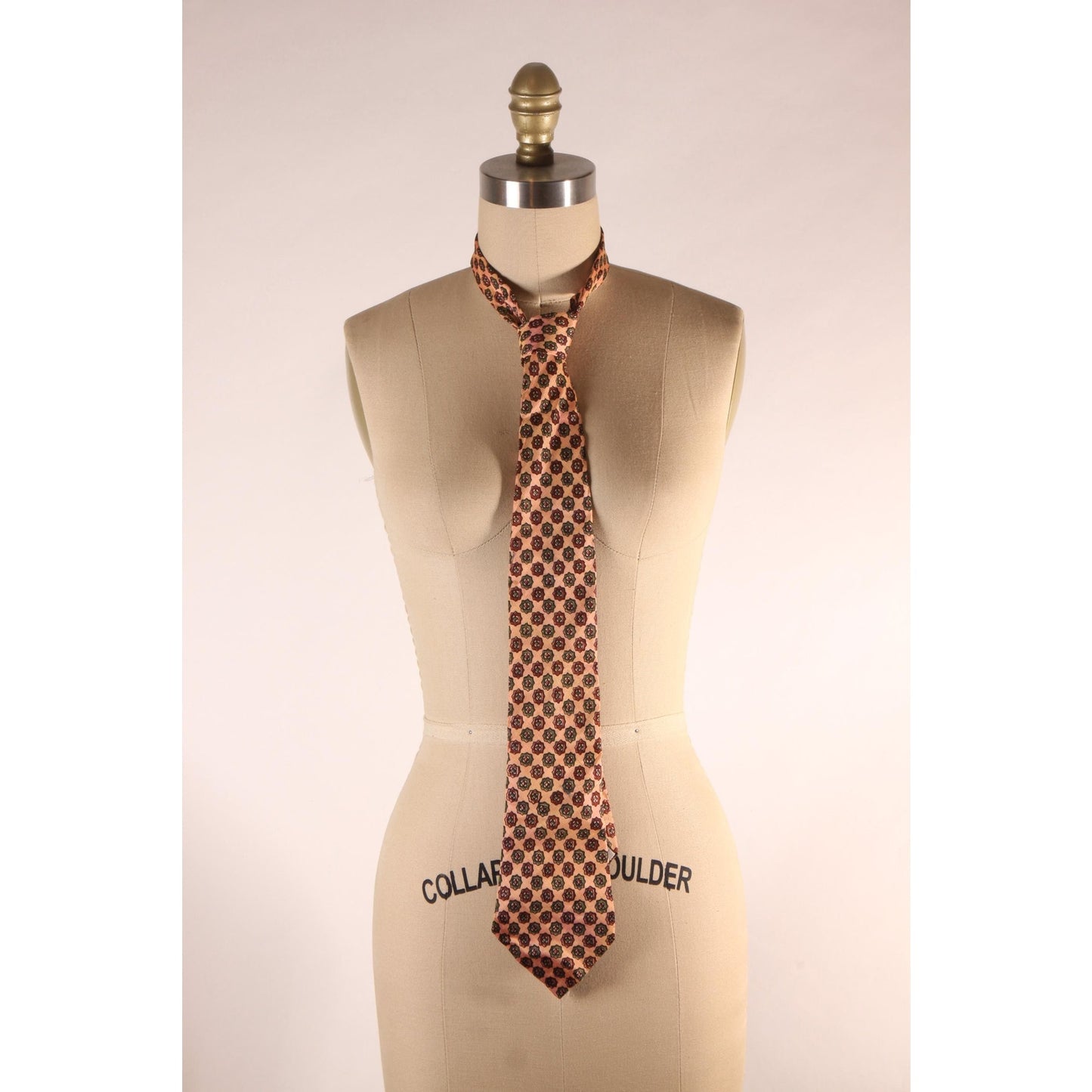 1970s Pink, Green and Red Print Necktie by Betty