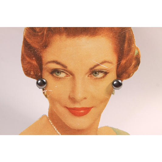 1960s Gray Black Pearlescent Plastic Clip On Earrings