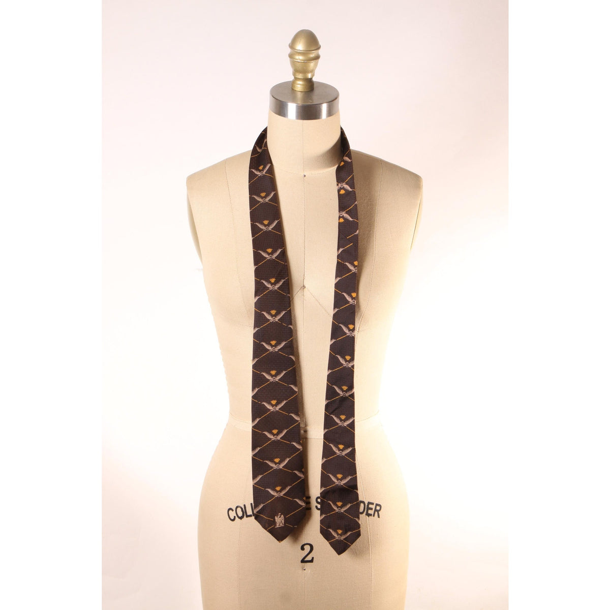 1970s Brown and Tan Patterned Necktie Tie by Christian Dior
