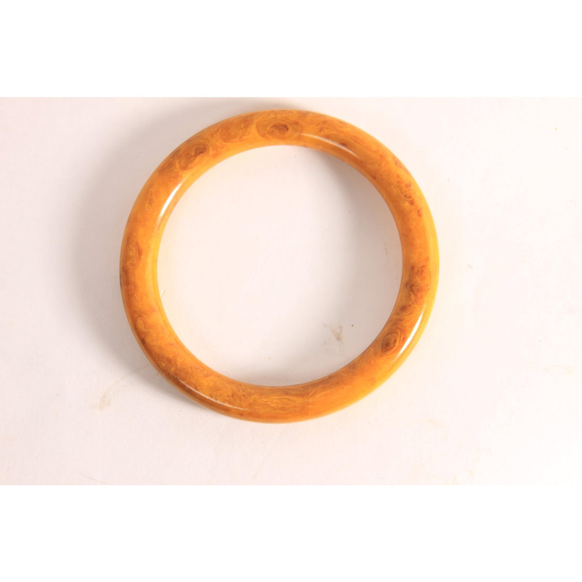 1940s 1950s Yellow Brown Butterscotch End of Day Bakelite Bangle Bracelet