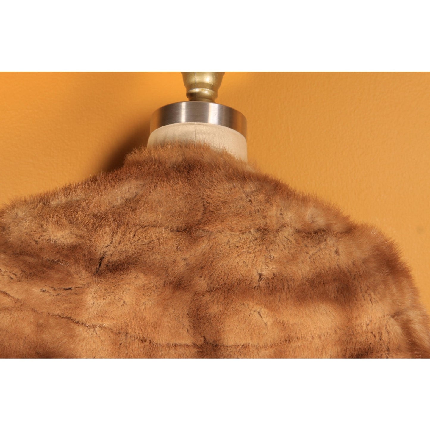 1950s Honey Brown Mink Fur Shawl Fur Wrap by Creasy Furs