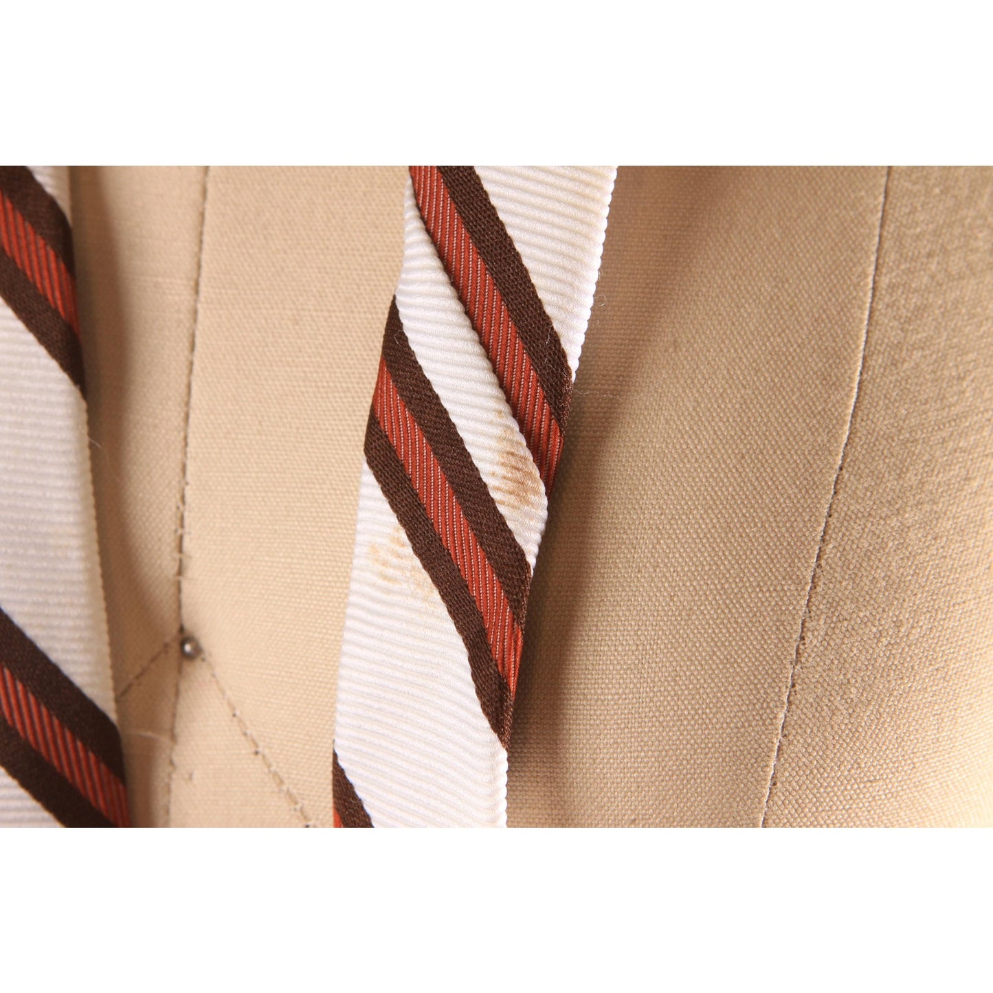 1970s Brown and White Striped Wide Necktie Tie by Monsieur Cravatieur