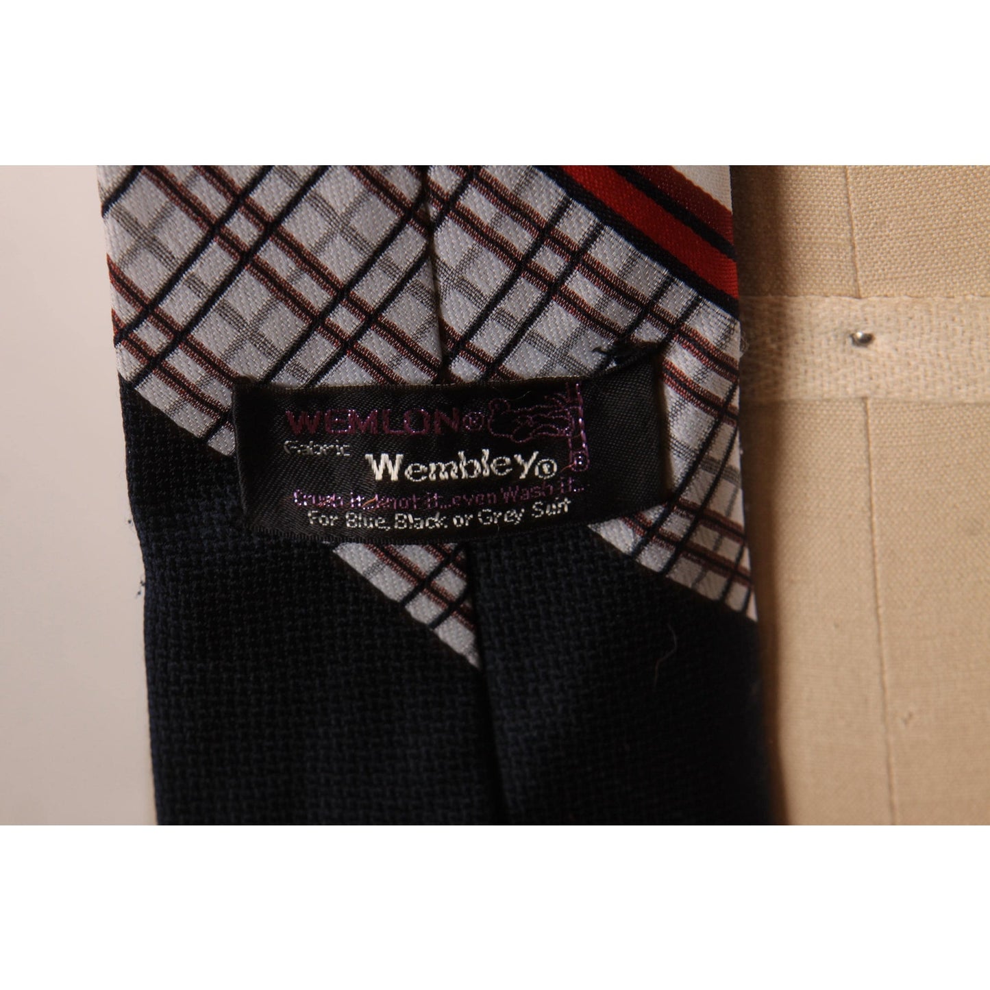 1970s Red, White and Blue Striped Necktie Tie by Wembley