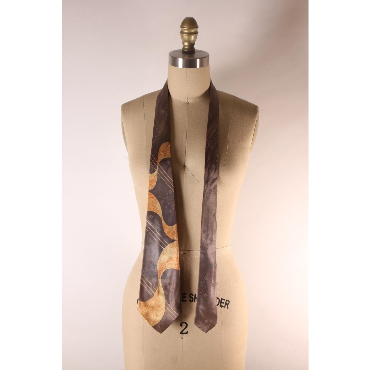 1950s Gray and Tan Abstract Swirl Necktie Tie by Wembley