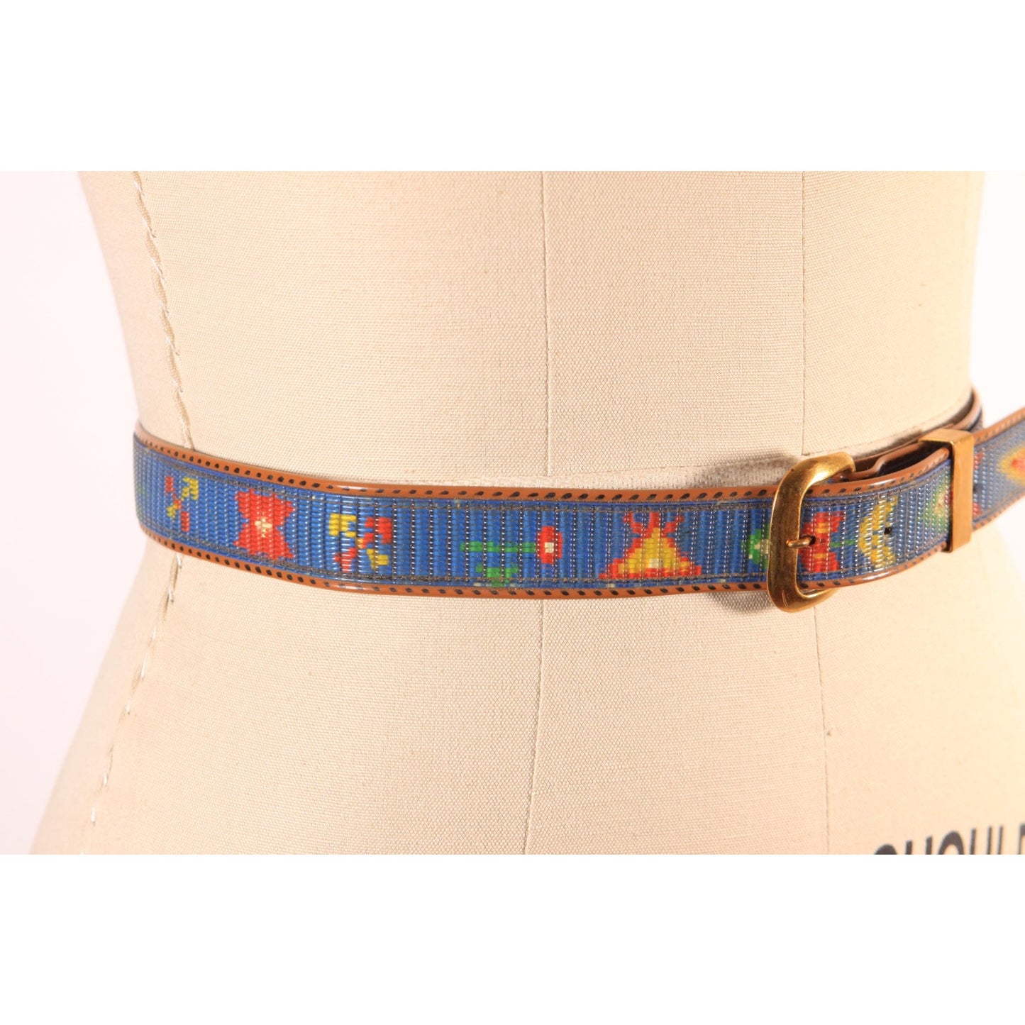 1960s Novelty Plastic Multi-Colored Blue, Red and Yellow Western Native American Belt