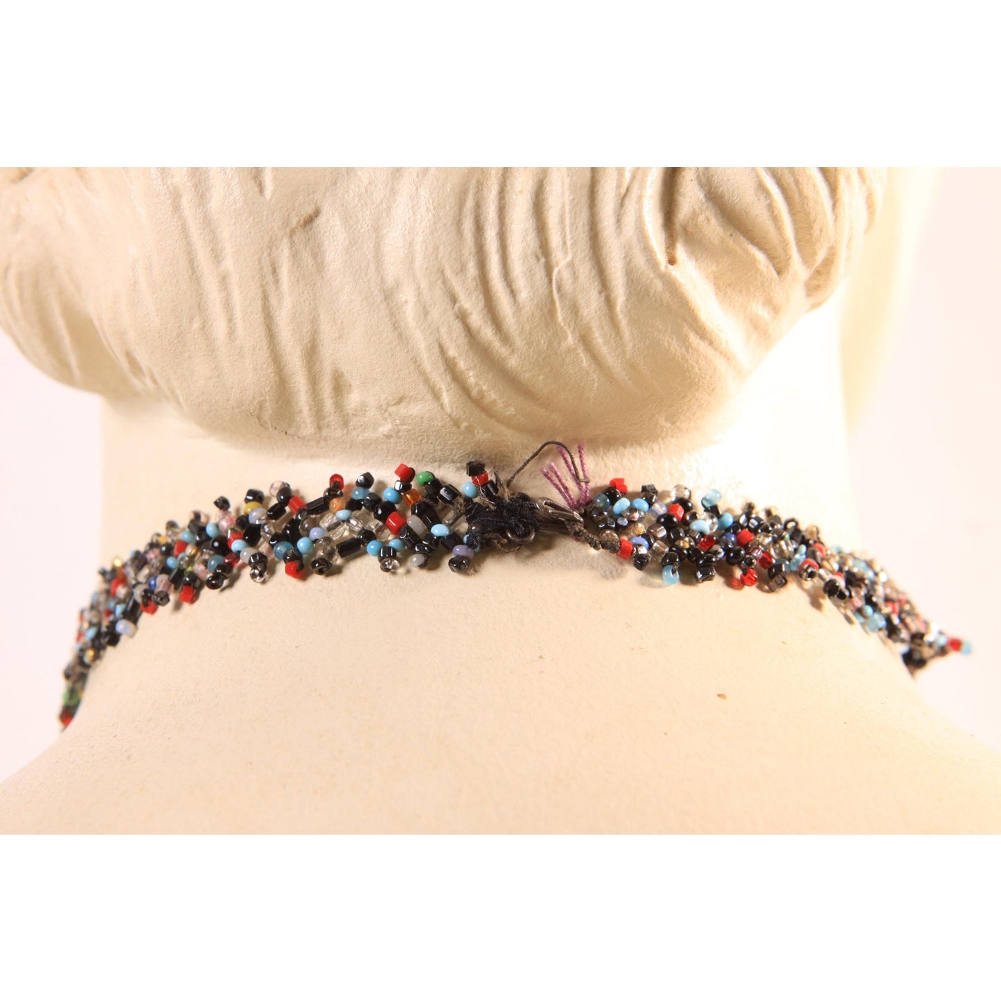 1920s 1930s Multi-Colored Glass Beaded Flapper Choker Necklace