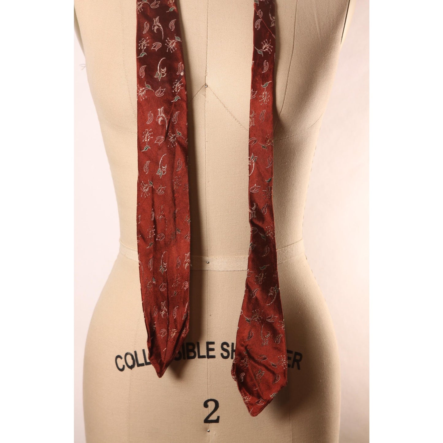 1950s Dark Red Floral Necktie Tie by Regal Wyman-Daniel