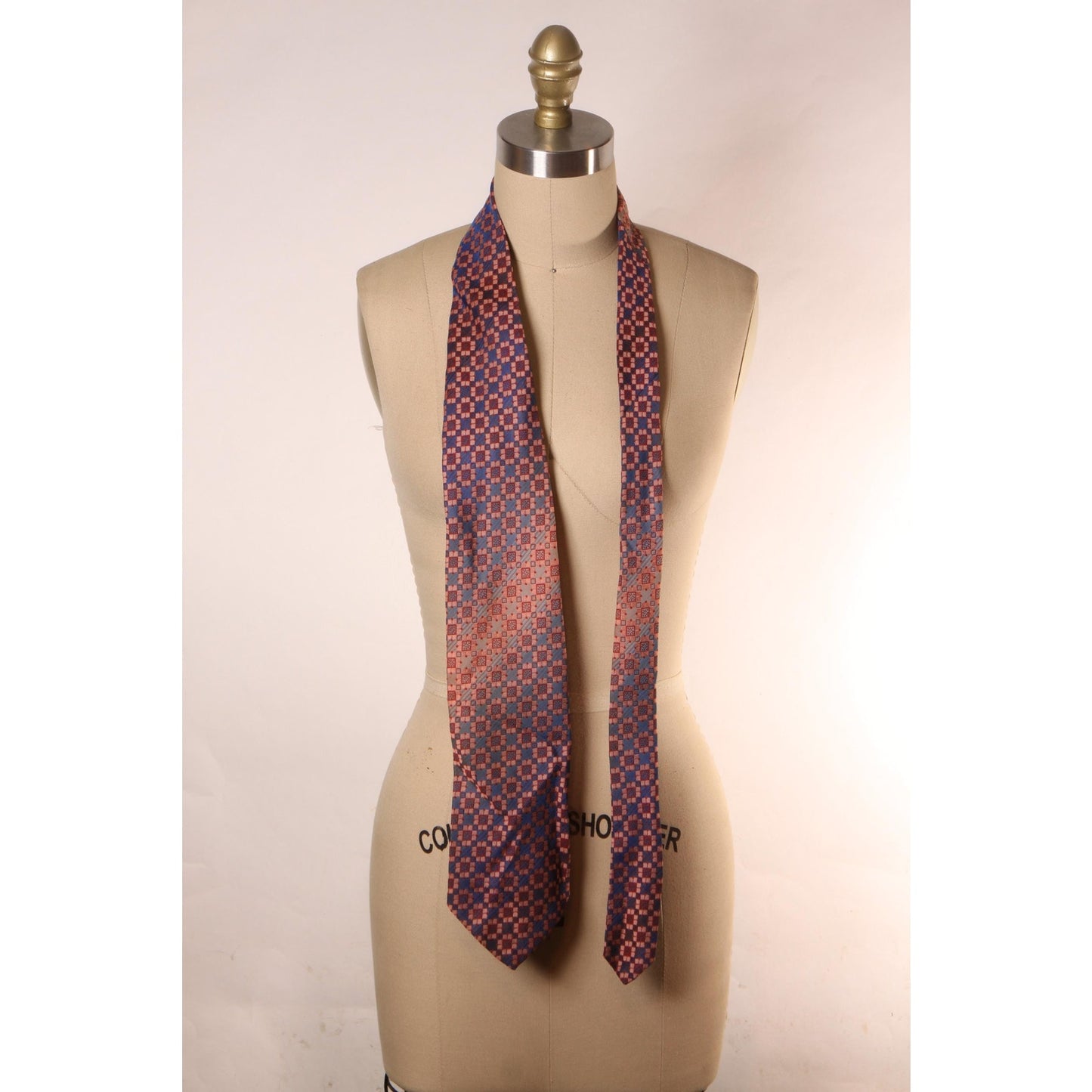 1970s Blue and Pink Pattern Ombre Fade Polyester Wide Necktie Tie by Towncraft by JCPenney