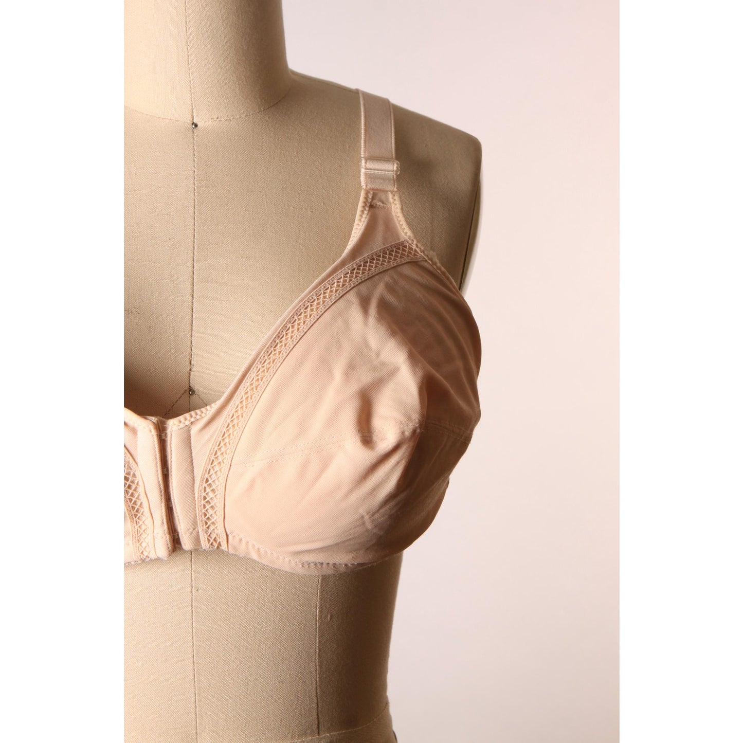 1980s Beige Skin Tone Front Clasp Halter Top Bra by Classique-38C and 40C