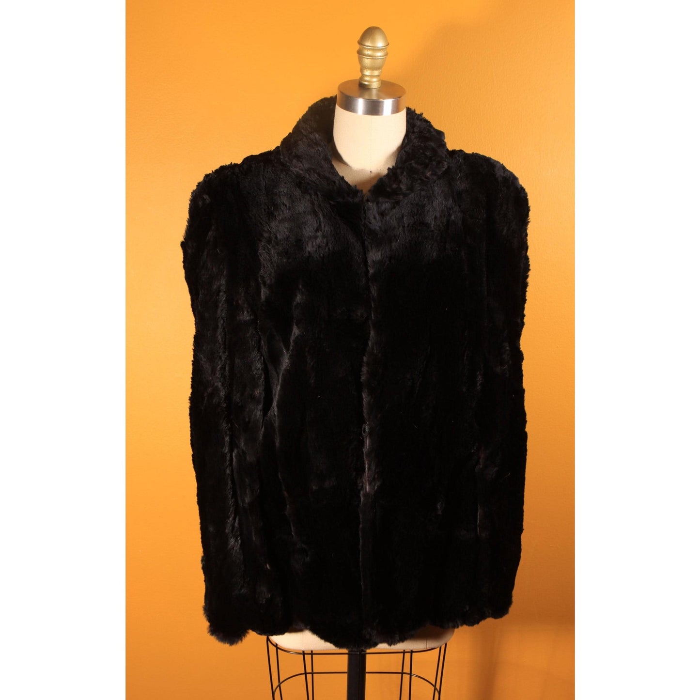 1940s Sheared Black Beaver Fur Cape by McDaniel's -M-L