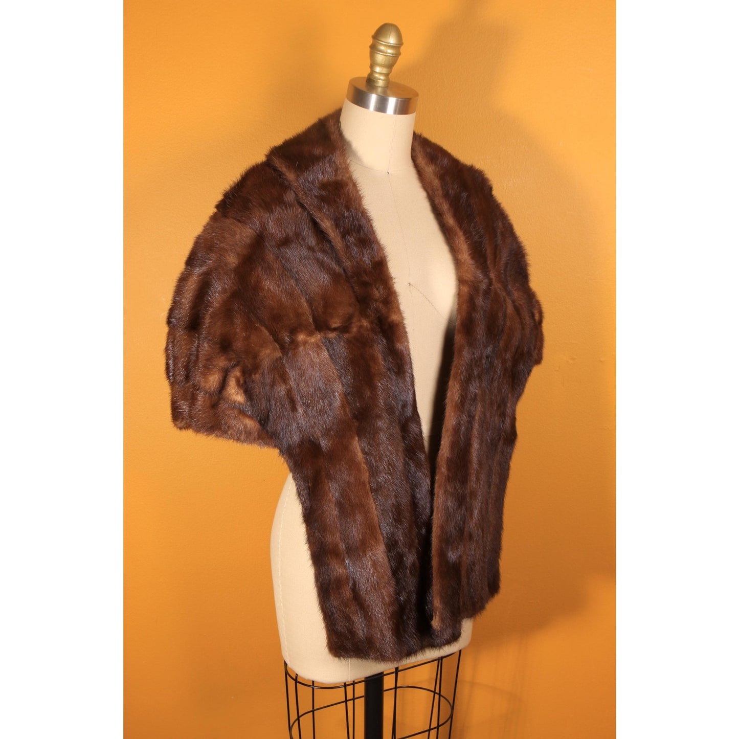 1950s Dark Brown Mink Fur Wrap Shawl