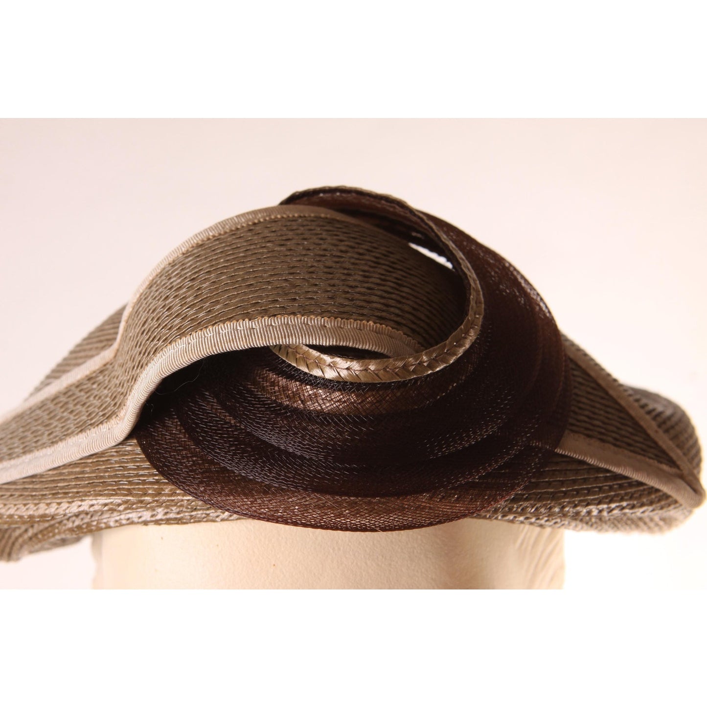 1950s Pale Green, Tan and Brown Abstract Avant Garde Formal Hat