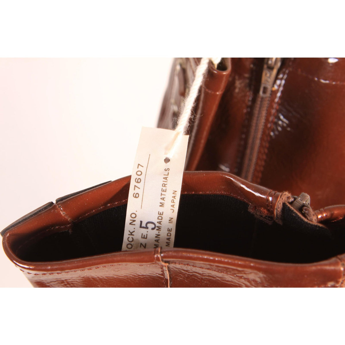 Deadstock 1960s Brown Vinyl Criss Cross Lace Up Zippered Go Go Boots -Made in Japan -Size 5 and Size 6