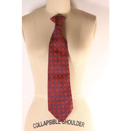 1970s Red and Black Circle Pattern Clip on Tie by Monsieur Cravatieur