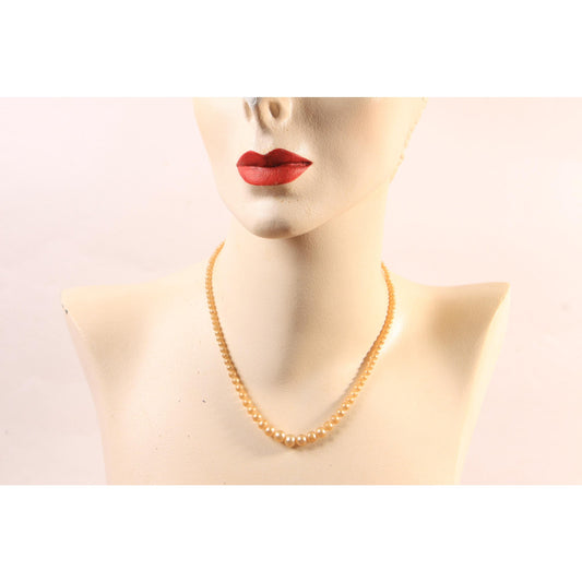 1930s Pale Pink Cream Faux Pearl Beaded Necklace