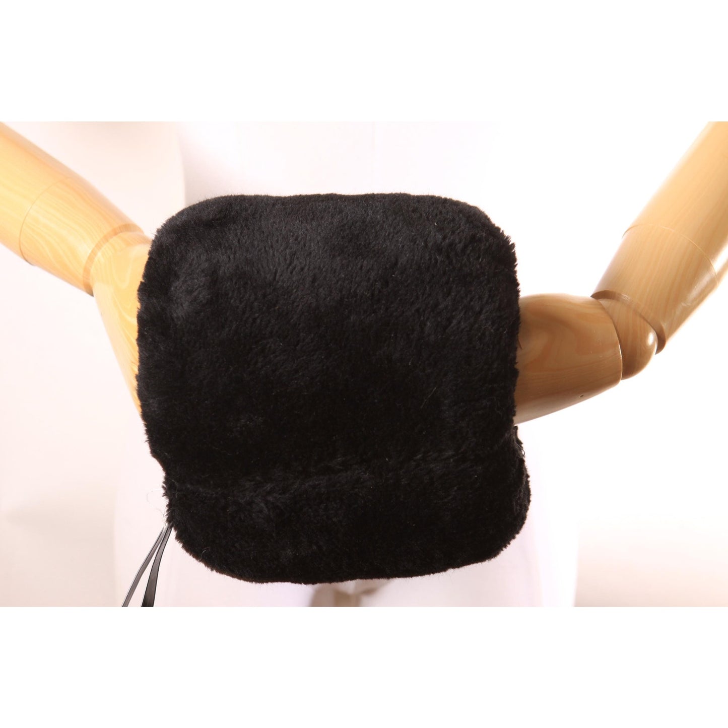 1960s Black Faux Fur Hand Warmer Child Petite Woman Hand Muff