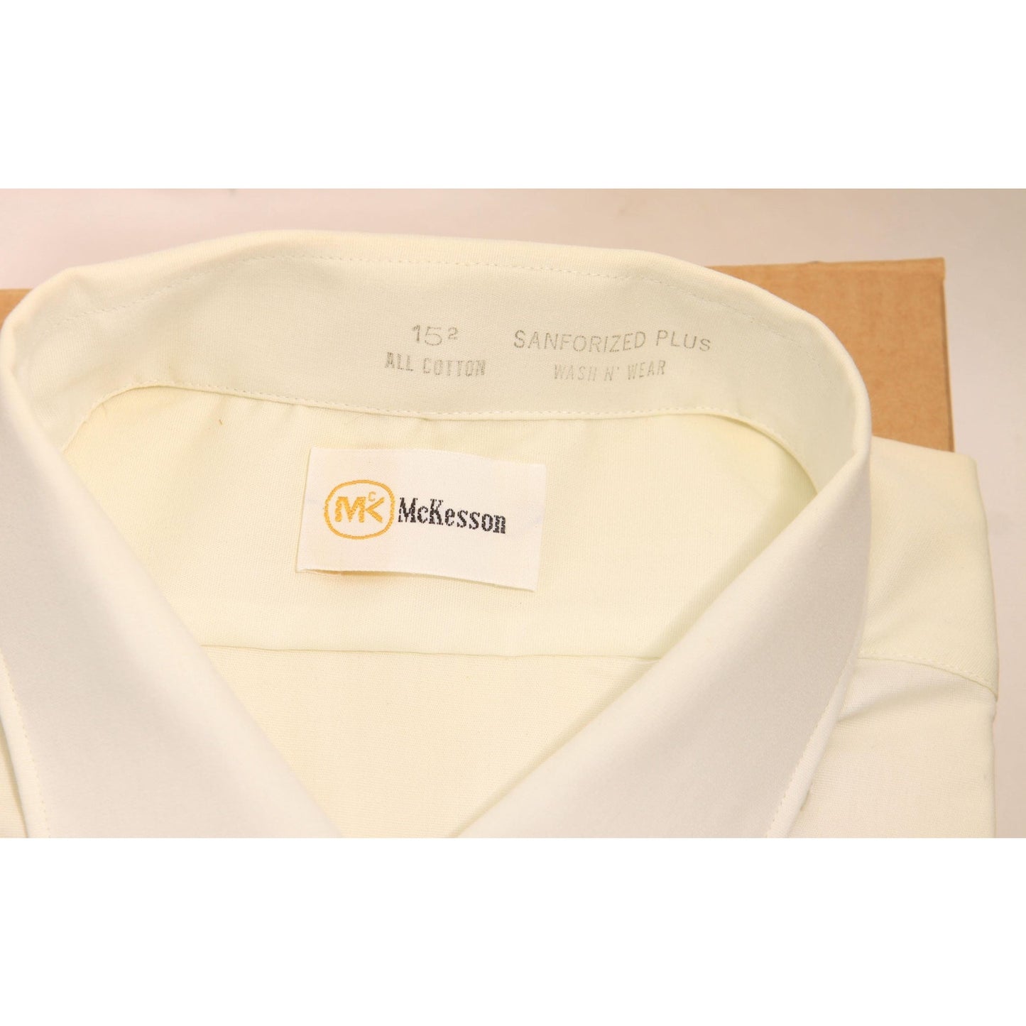 Deadstock 1960s White Button Down Short Sleeve Mens Shirt by McKesson-15 1/2