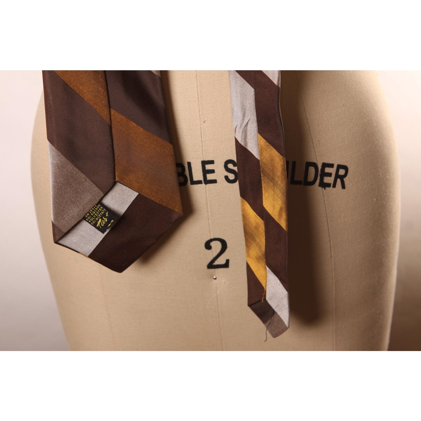 1960s Brown, White and Yellow Striped Necktie Tie by Ties