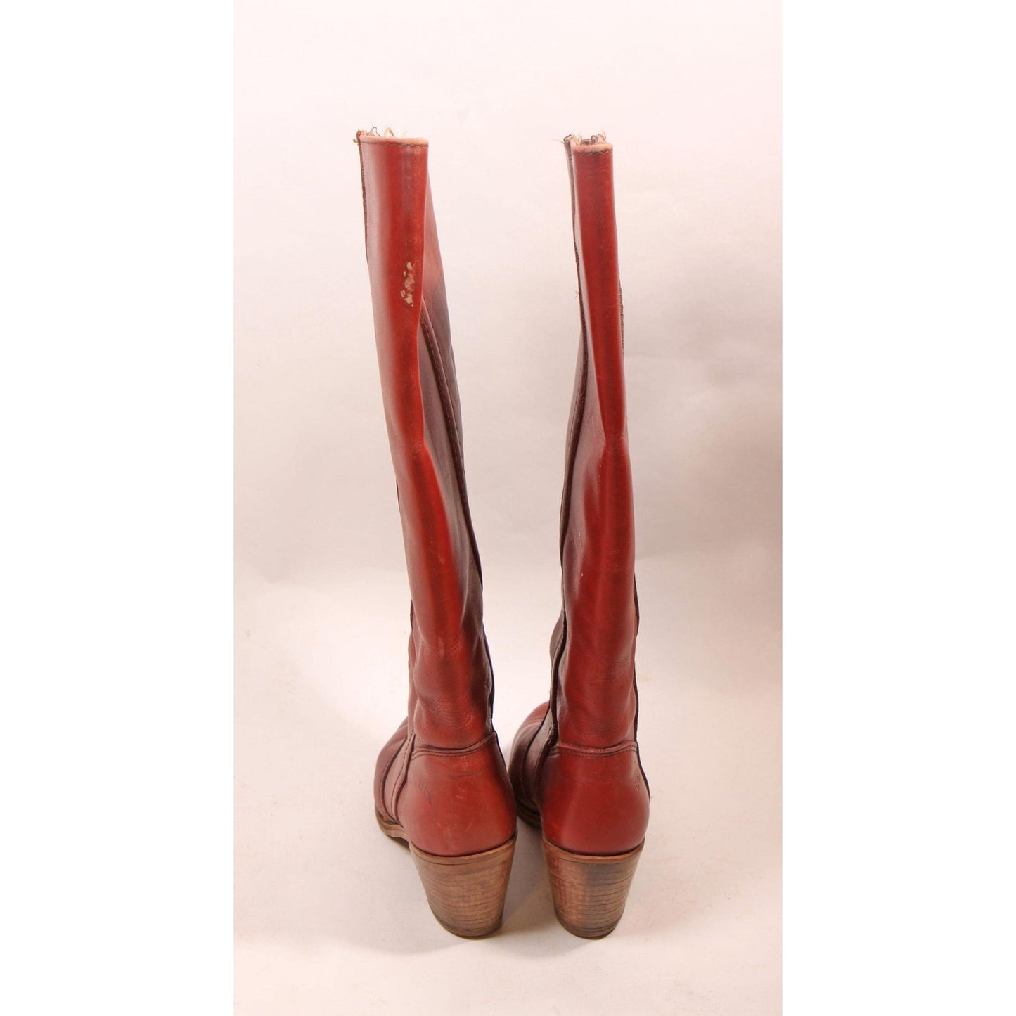 1970s Red Leather Knee High Boots Shoes by Dexter - 6 1/2 M