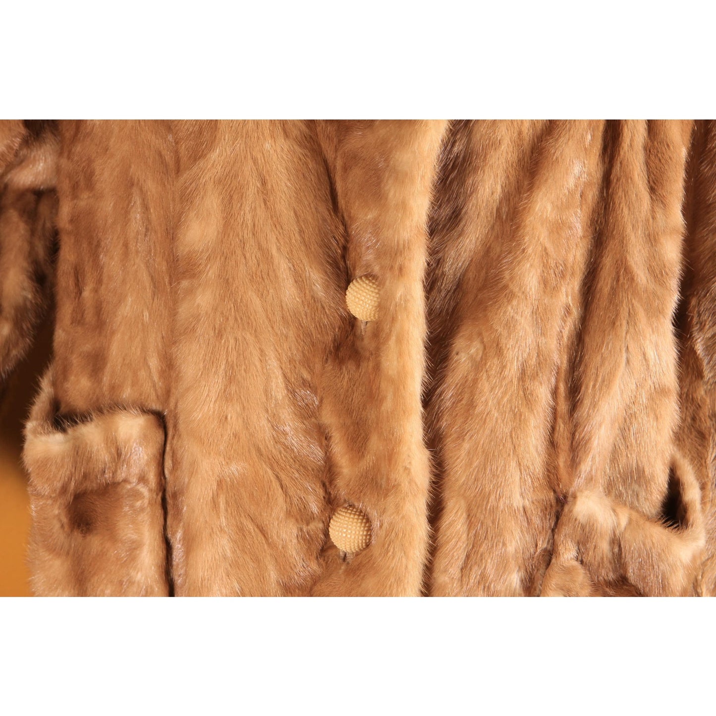 1950s Honey Brown Mink Fur Long Sleeve Pocketed Coat by Chajage's Atlanta -XL