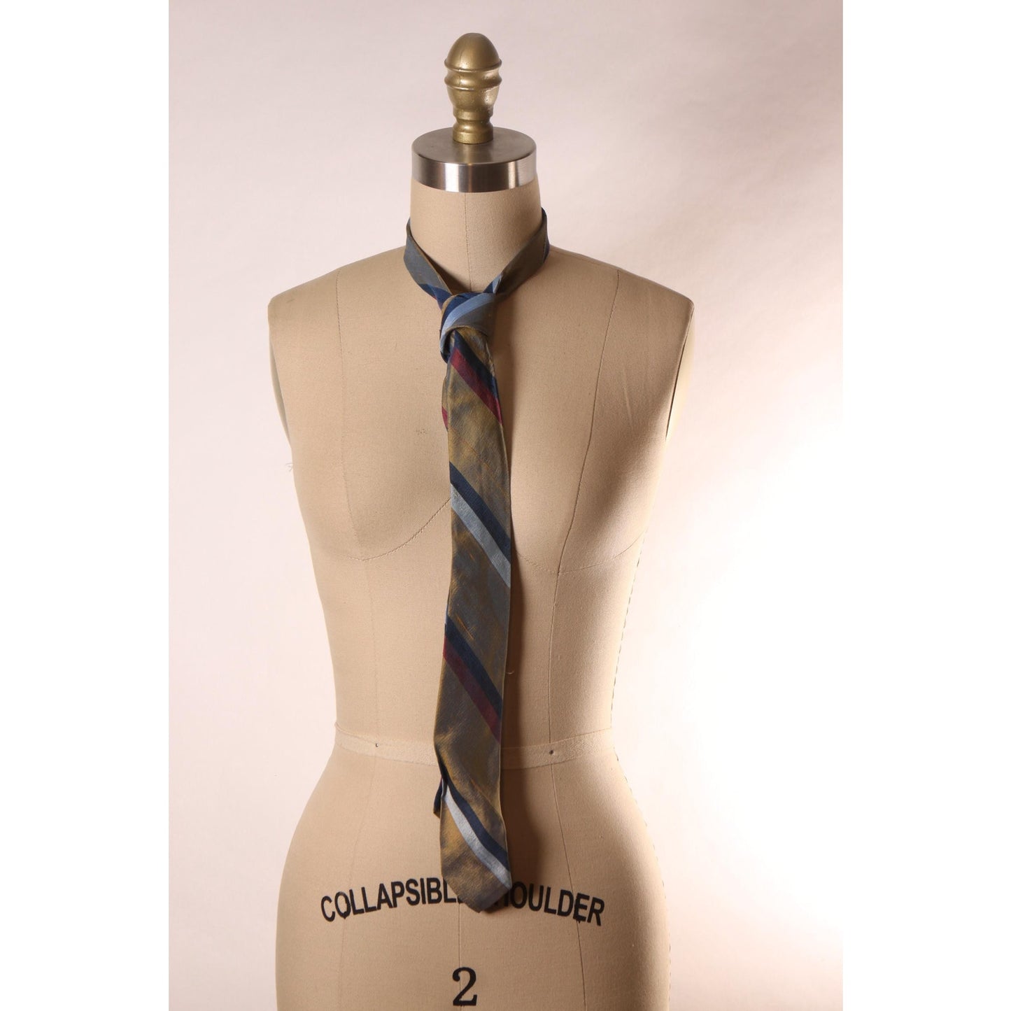 1950s Bronze, Blue and Red Striped Necktie Tie by Baxter & Henning