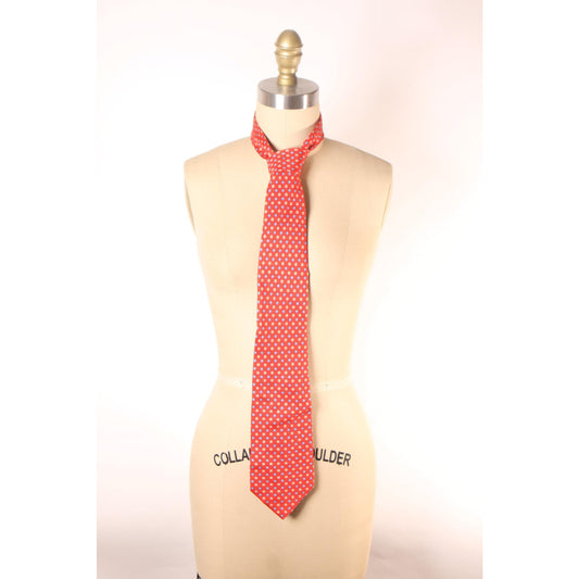 1980s Red, White and Blue Polka Dot Print Necktie Tie by Rooster