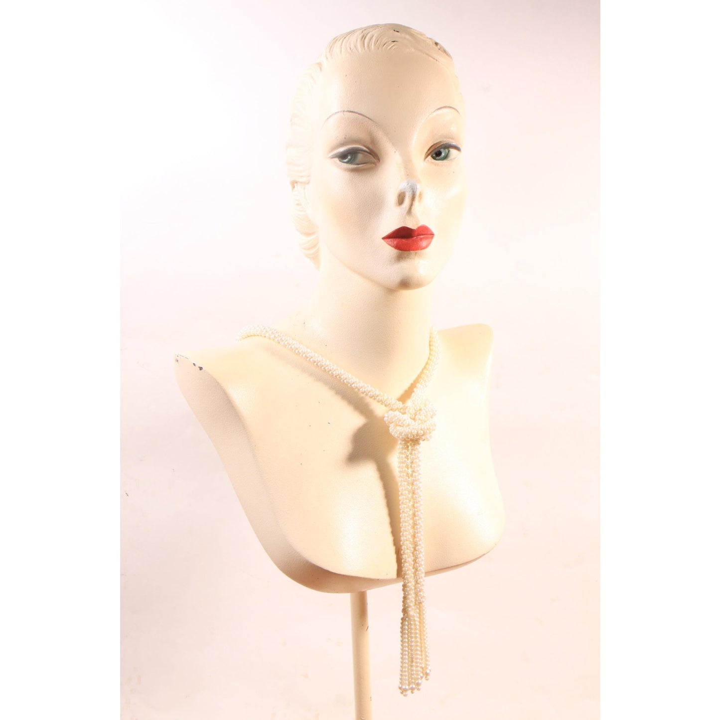 1980s Does 1920s Faux Pearl Beaded Flapper Style Necklace