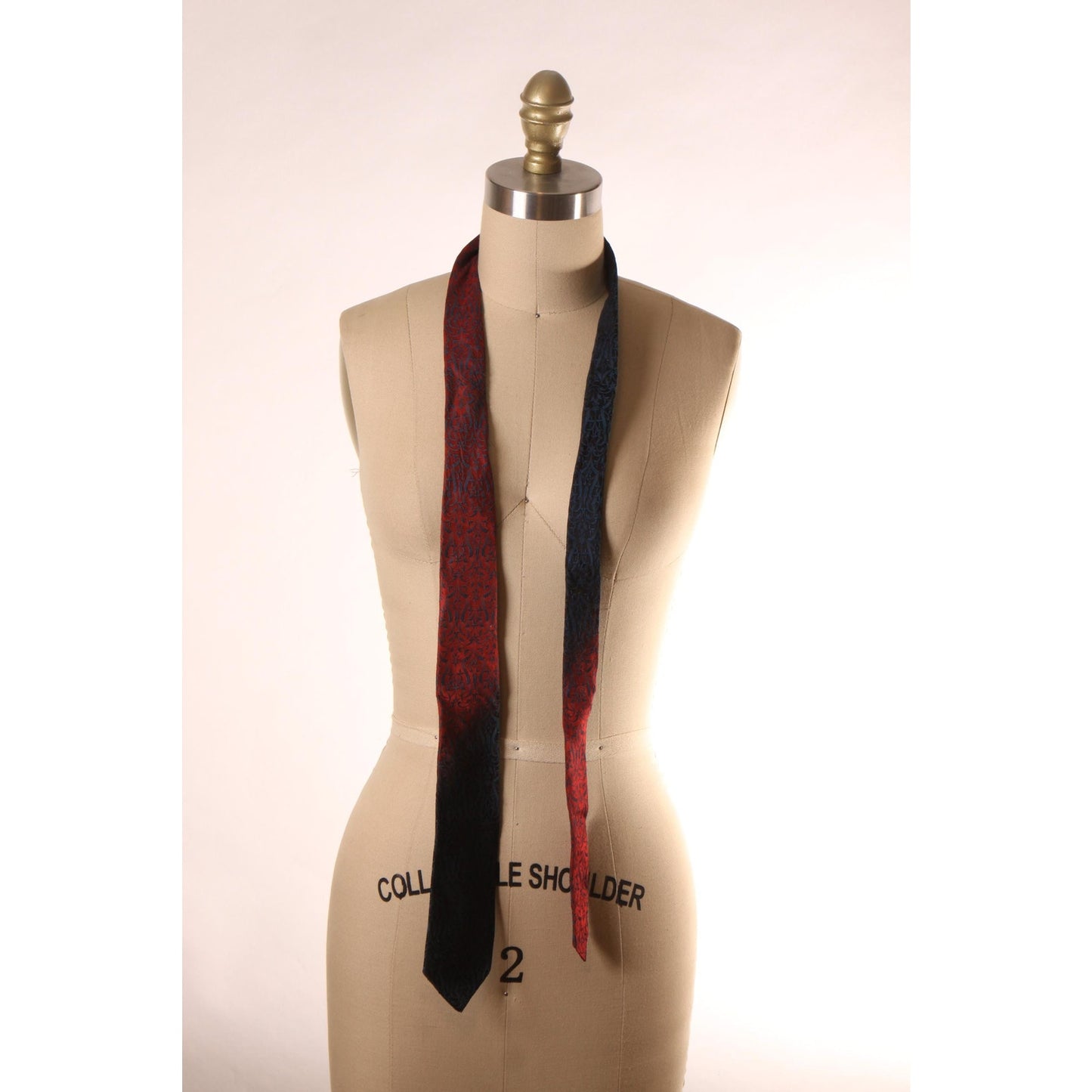 1970s Red and Blue Ombre Fade Swirl Necktie Tie by Wembley