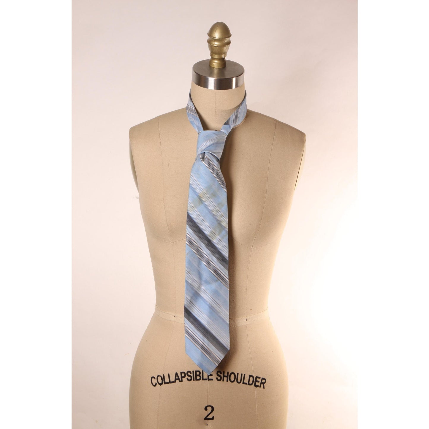 1970s Light Blue and Dark Blue Striped Necktie Tie by Brittania