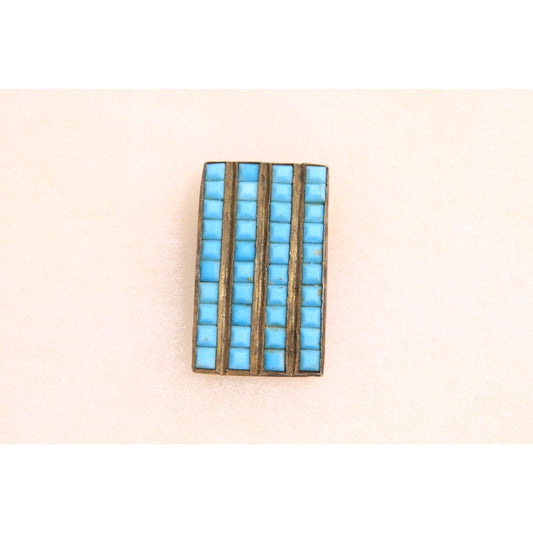 Antique 1920s Egyptian Revival Turquoise Blue Dress Fur Clip