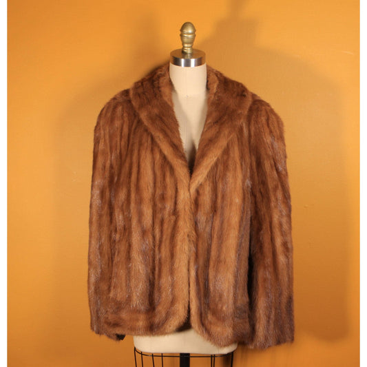 1940s Brown Mink Fur Coat Cape
