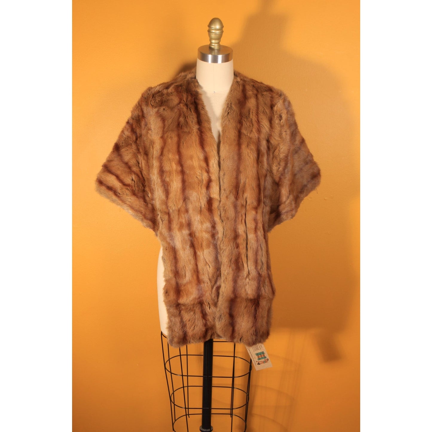 1950s Brown Fur Adjustable Length Shawl Wrap