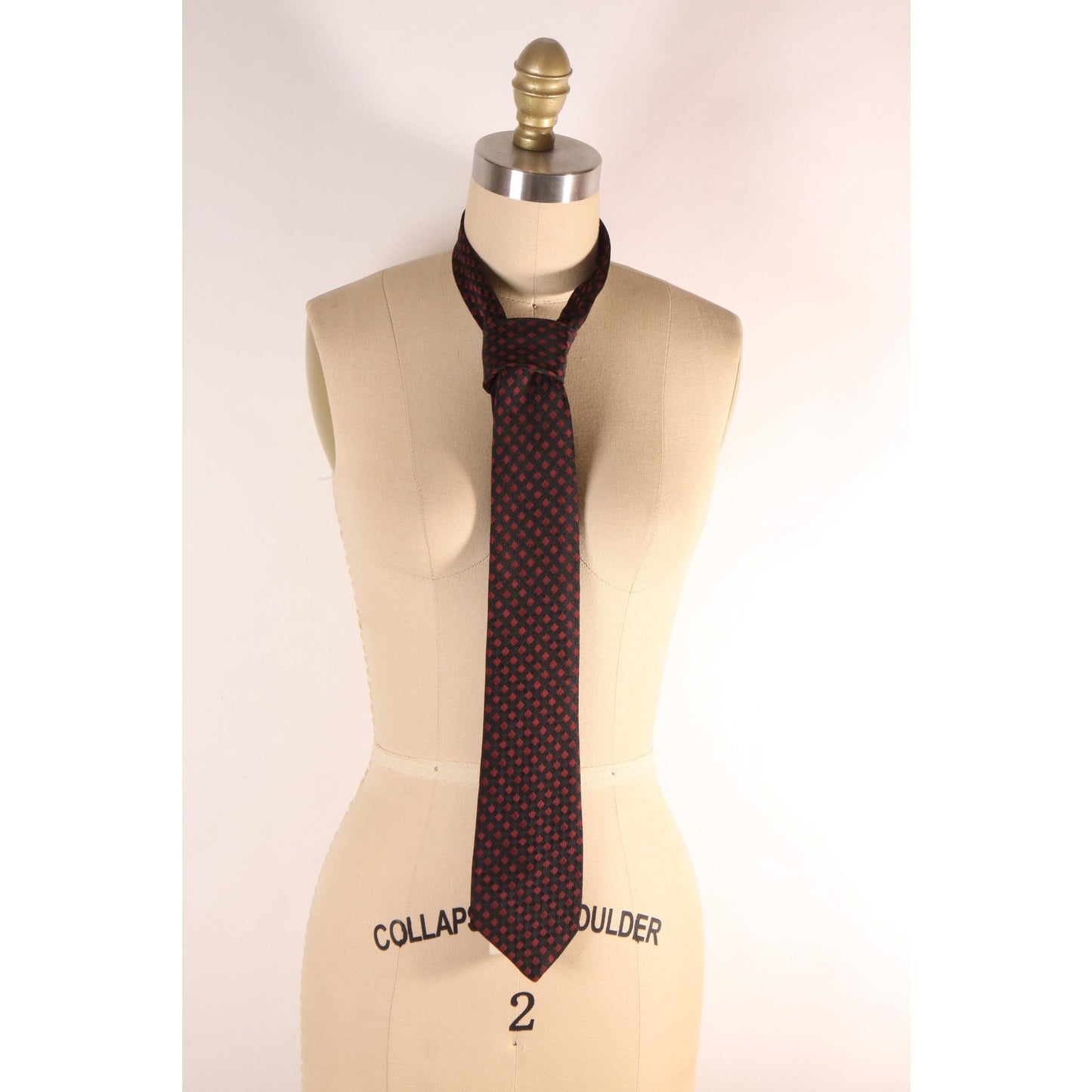 1980s Red and Black Geometric Necktie Tie