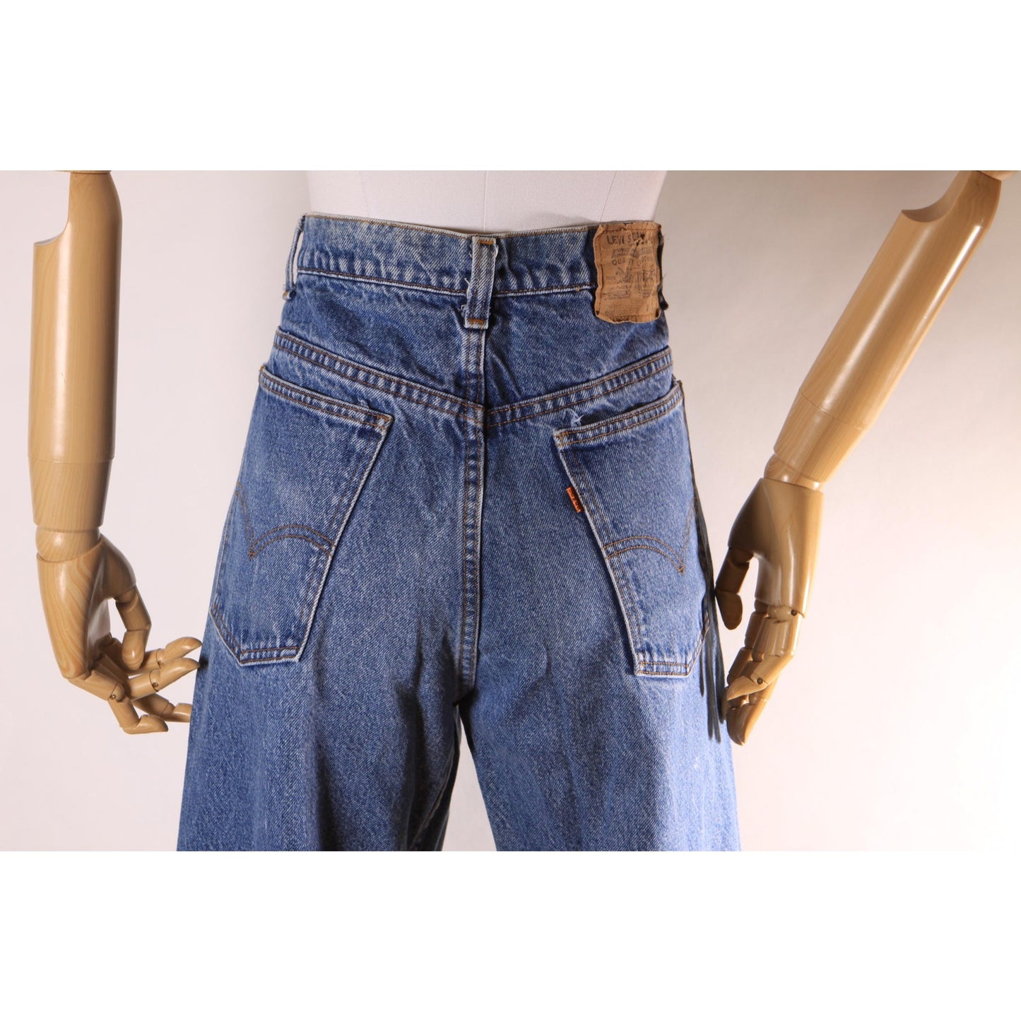 1970s 1980s Blue Denim 517 Mens Orange Tab Jeans by Levi's - 36x29