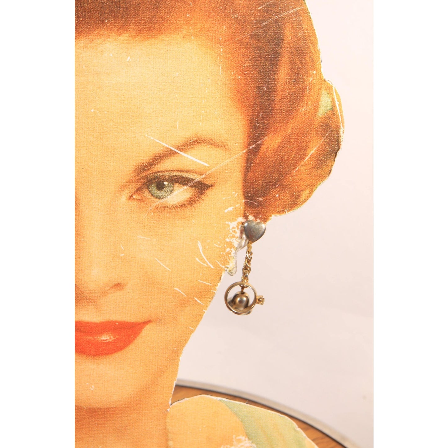 1950s Silver Tone Metal Novelty Wedding Bells, Ring and Heart Dangling Bridal Screw Back Earrings