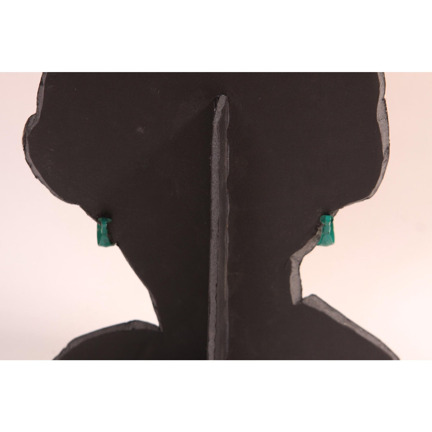 1970s Teal Blue Green Painted Metal Hoop Clip On Earrings