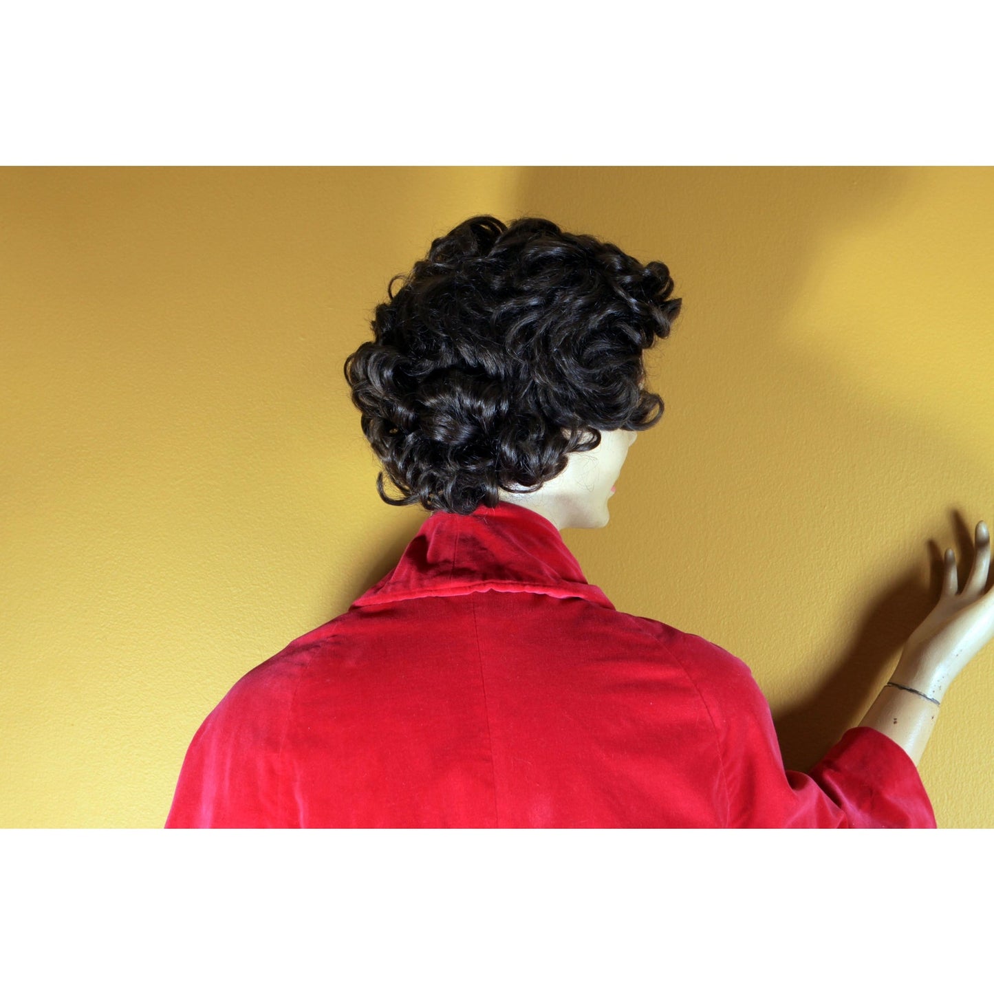 1950s Dark Pink Velvet Bracelet Sleeve Button Down Coat -L-XL
