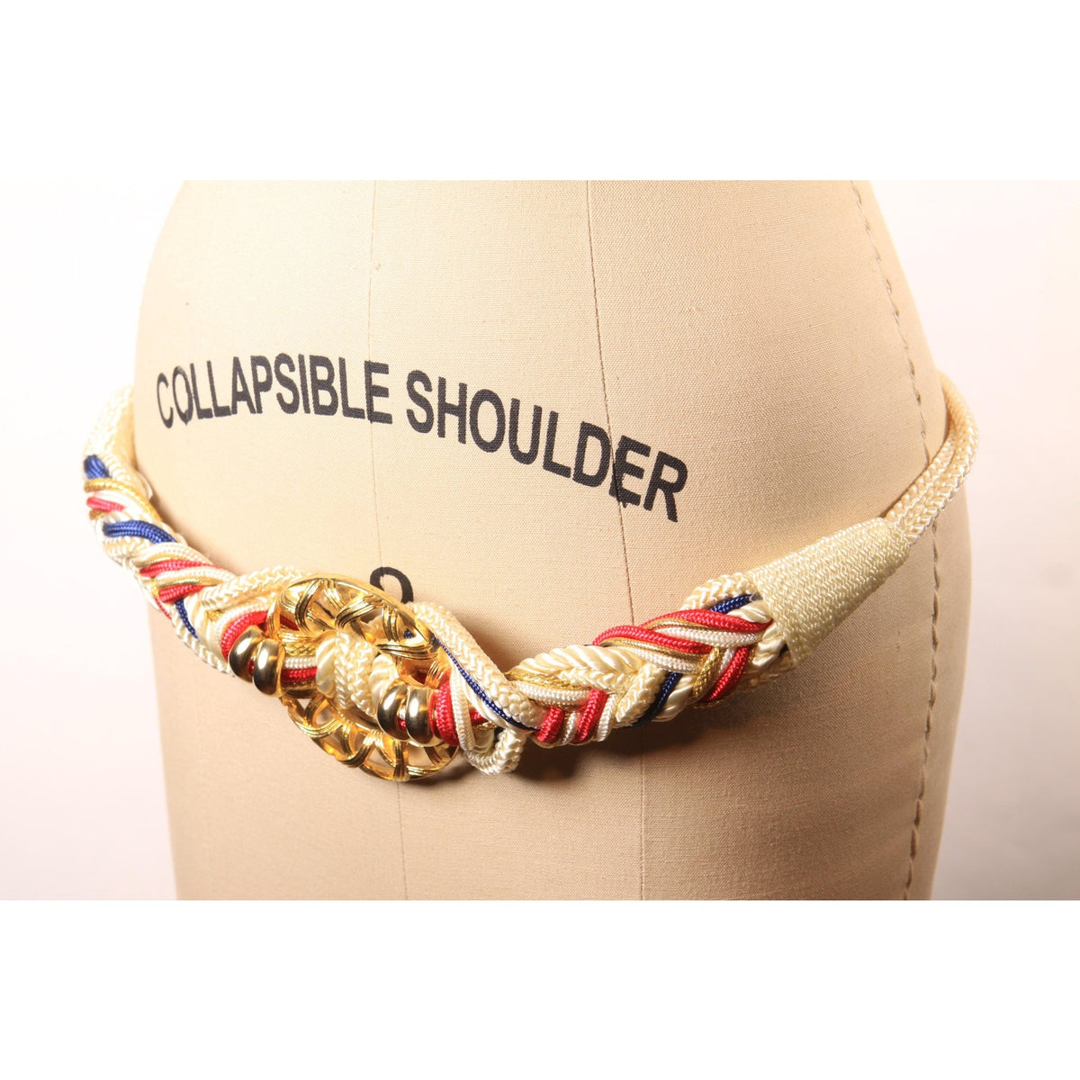 1980s White, Red, Blue and Gold Woven Belt by Motion East