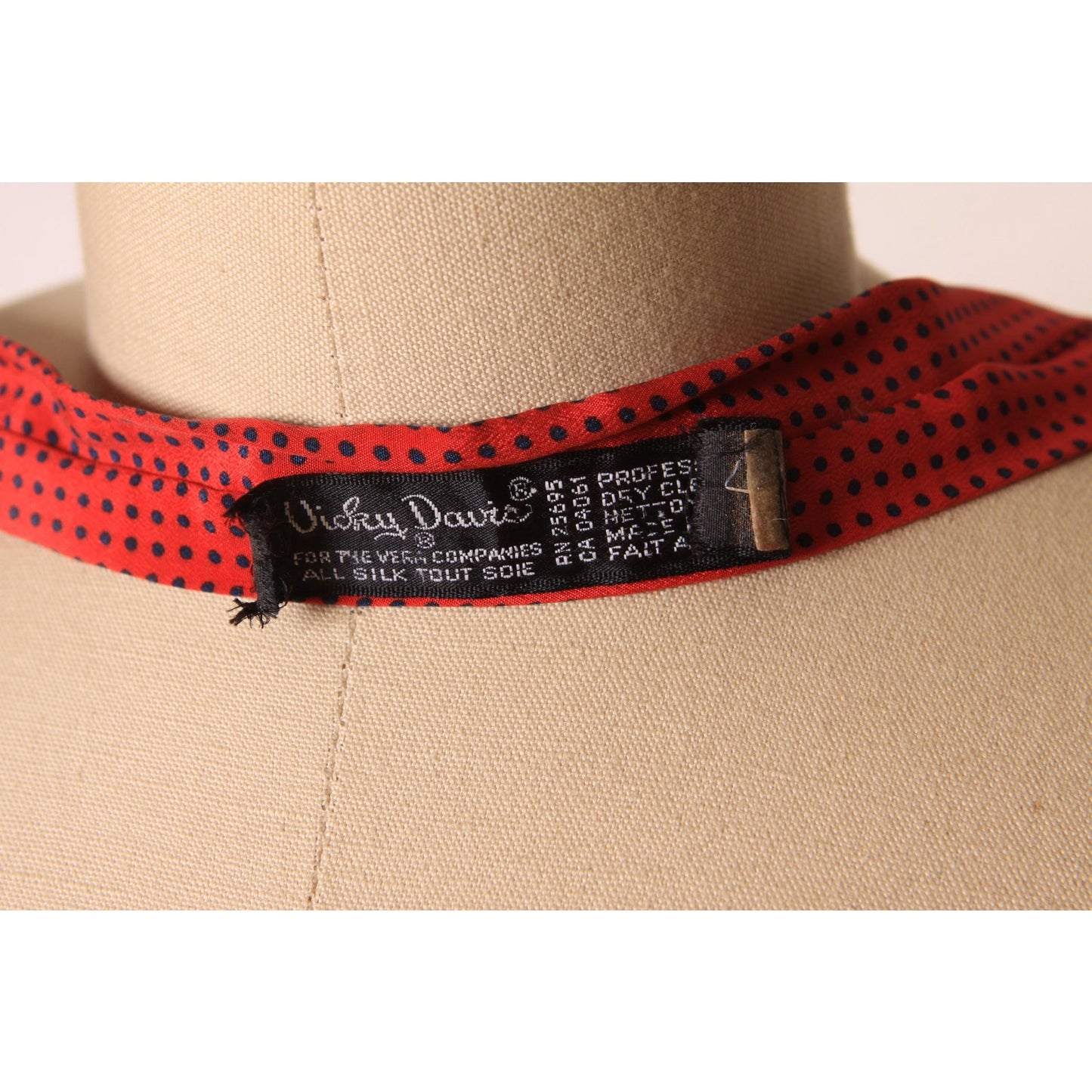 1950s Red and Blue Polka Dot Necktie Tie Bowtie by Vicky Davis