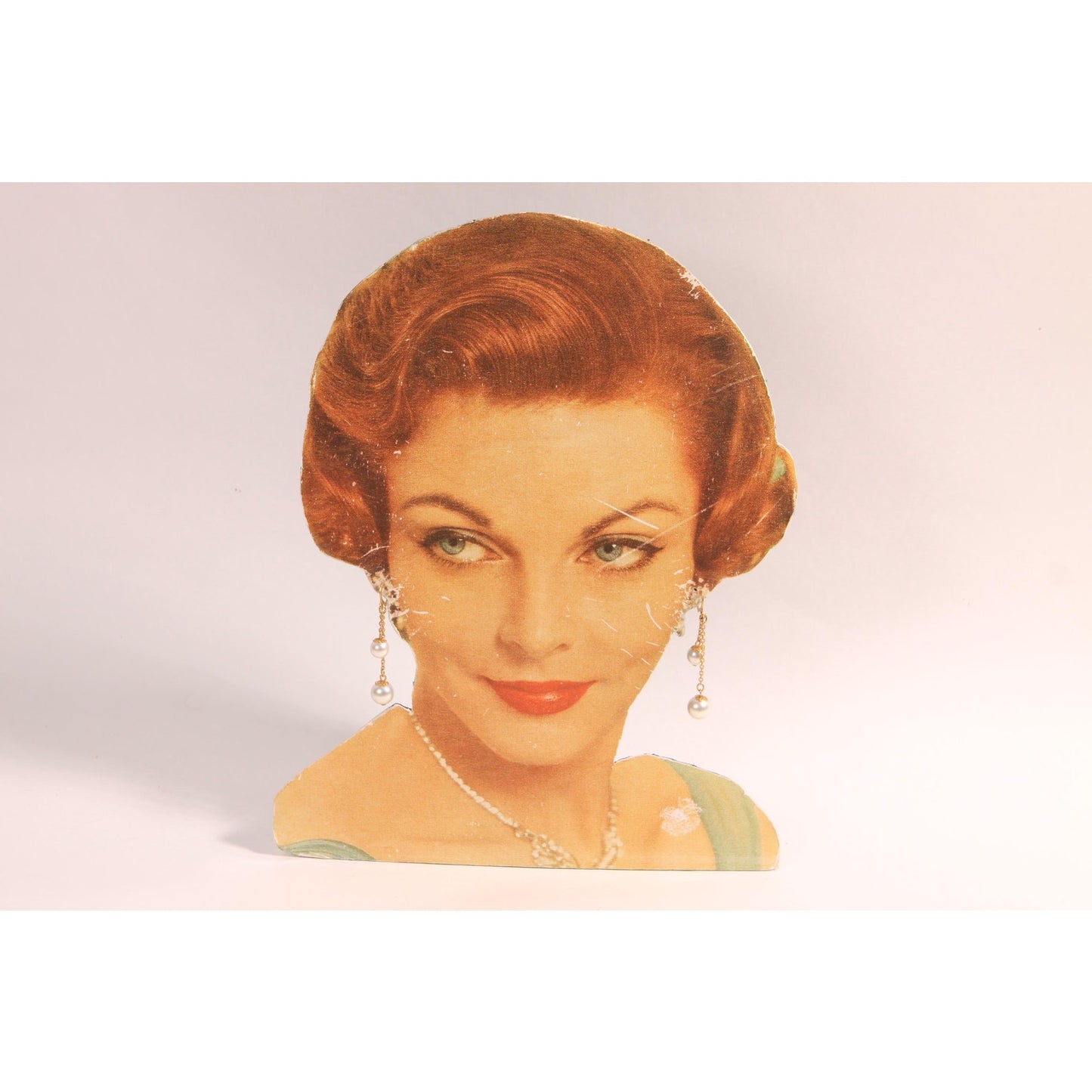 1950s Gold Tone Metal Chain Faux Pearl Dangling Screw Back Earrings