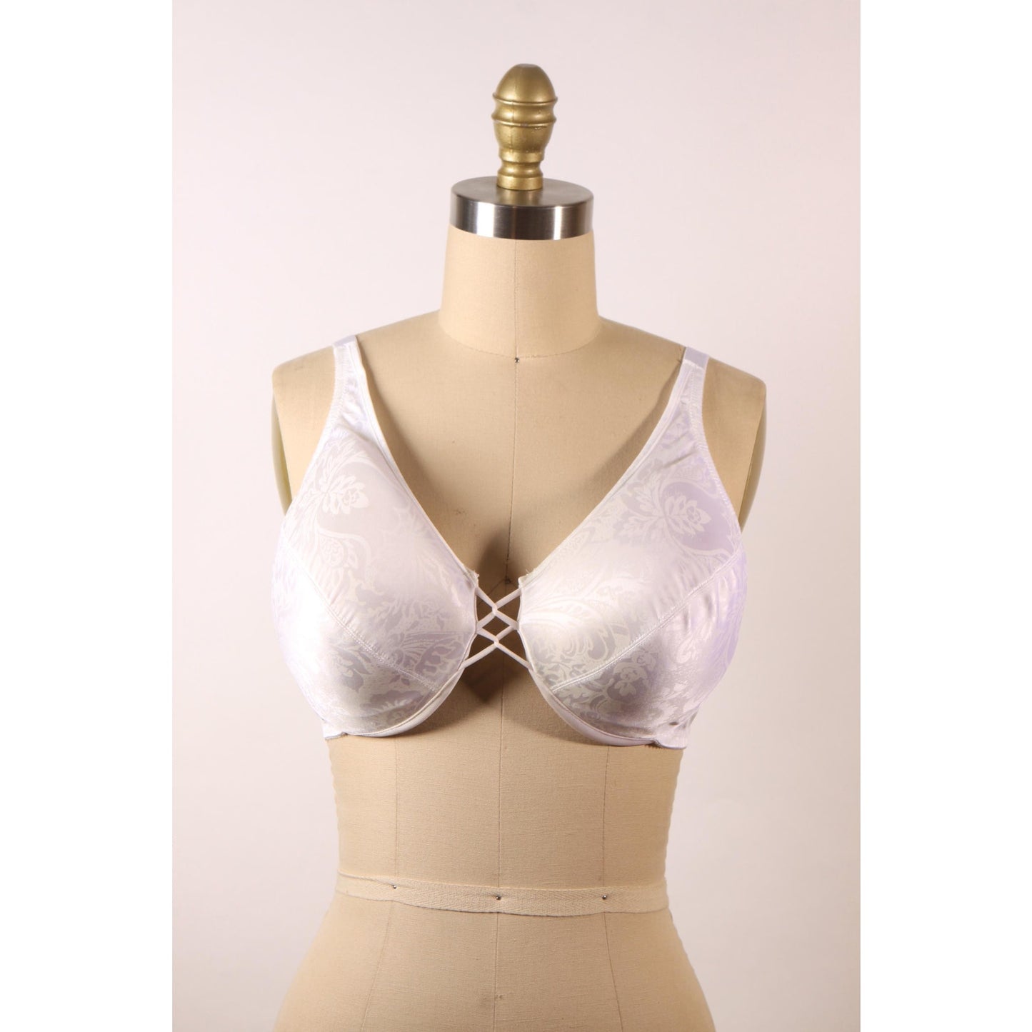 1980s White Floral Print Criss Cross Front Bra by Vanity Fair-38C and and 38D