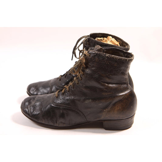 Antique Late 1800s Early 1900s Victorian Lace Up Black Boots