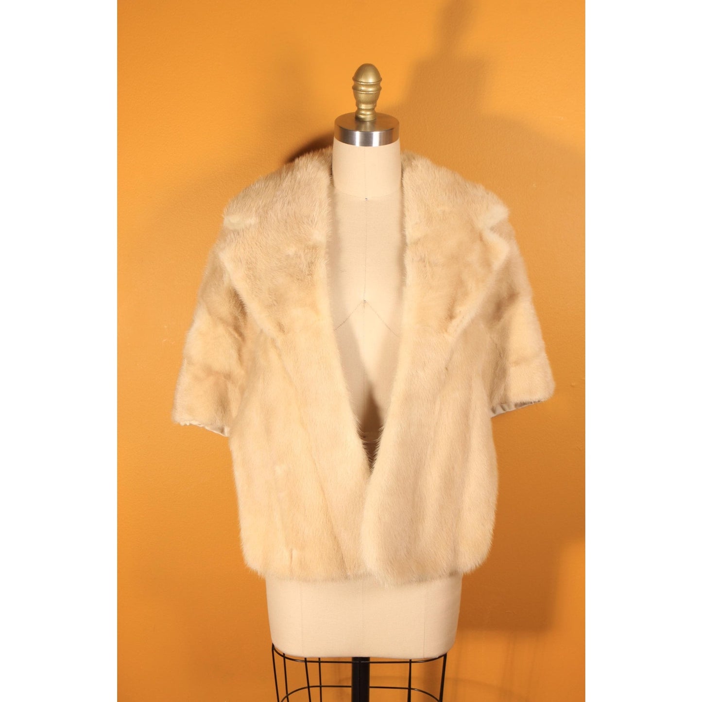 1950s Blonde Cream Mink Fur Shawl Wrap by Evan's Furs