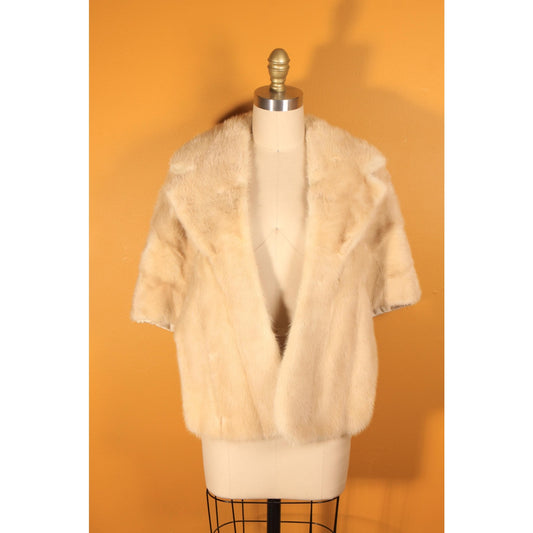 1950s Blonde Cream Mink Fur Shawl Wrap by Evan's Furs