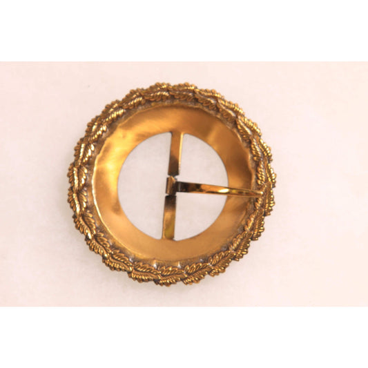 1940s 1950s Brass Gold Tone Metal Leaf Detail Belt Buckle
