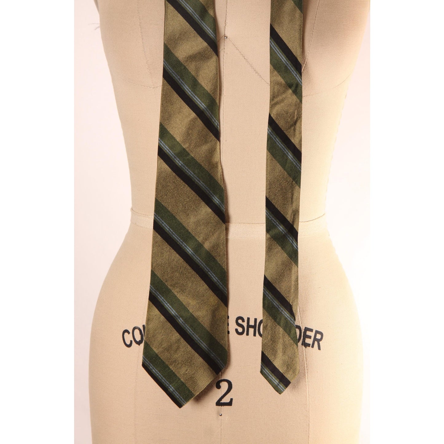 1970s Blue and Gray Green Striped Necktie Tie