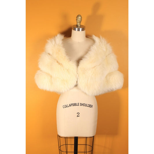1950s White Cream Fox Fur Coat Wrap by Aulabaugh Omaha