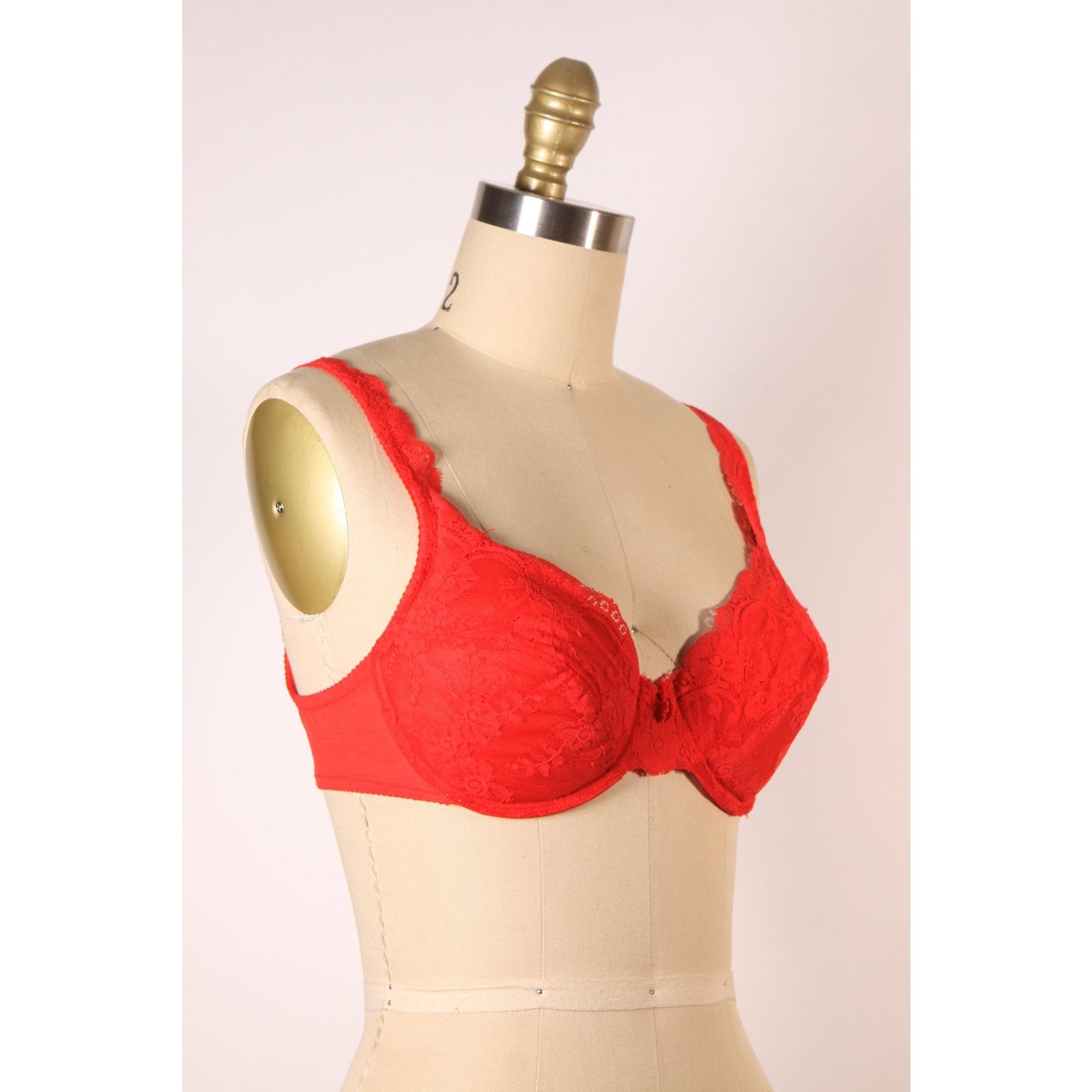 1980s Red Floral Lace Padded Bra by Fredericks of Hollywood-36C