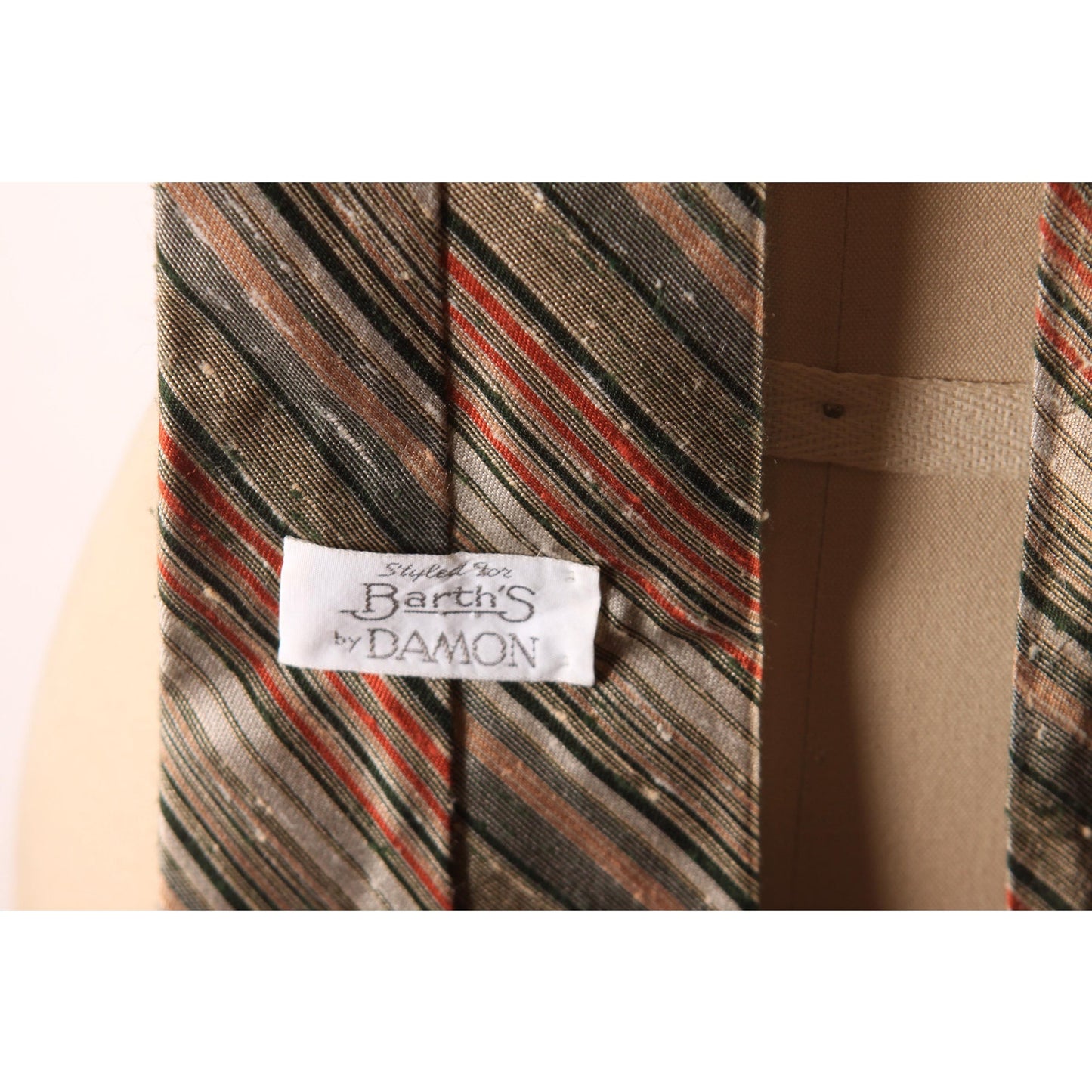 1970s Red and Gray Striped Necktie Tie by Styled for Barth's by Damon