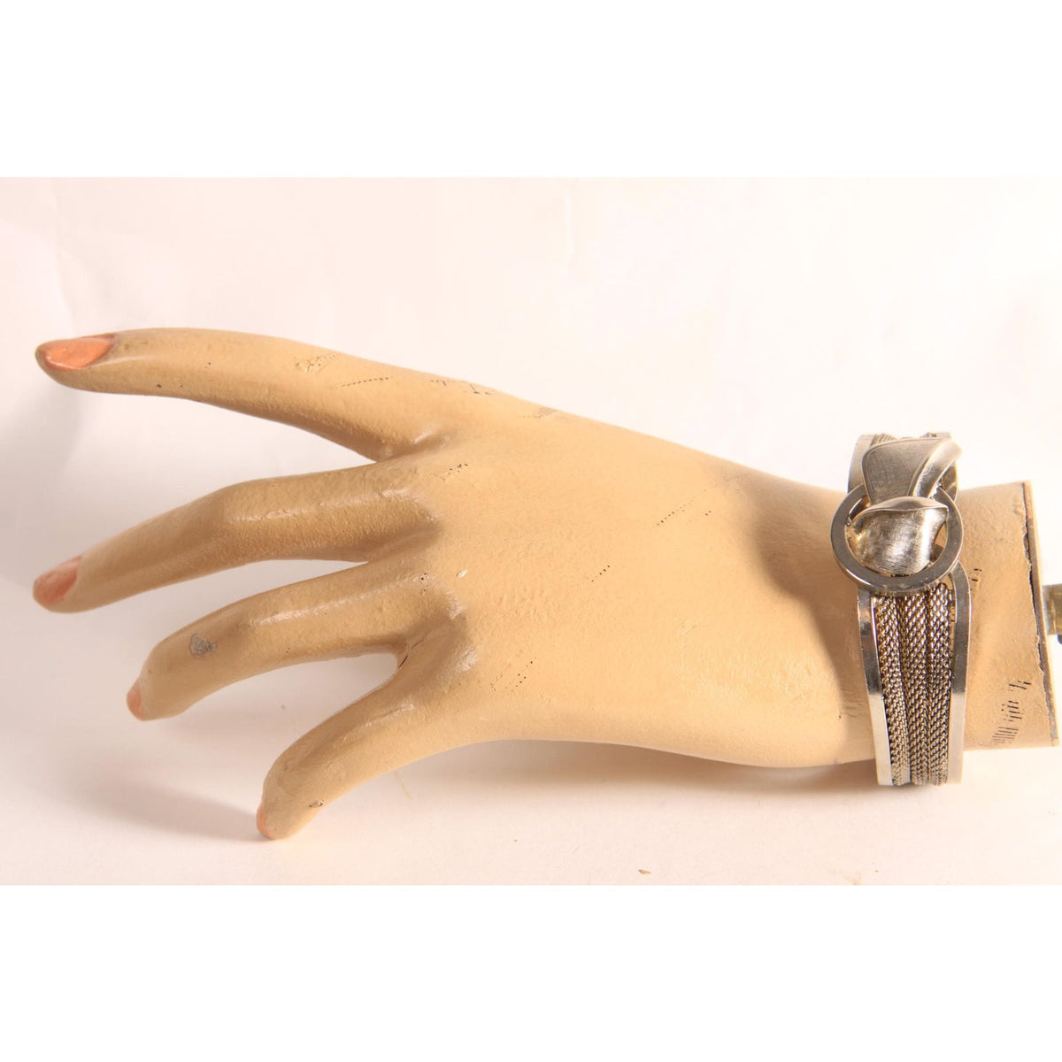 1950s 1960s Silver Tone Metal Hinged Clamper Bracelet
